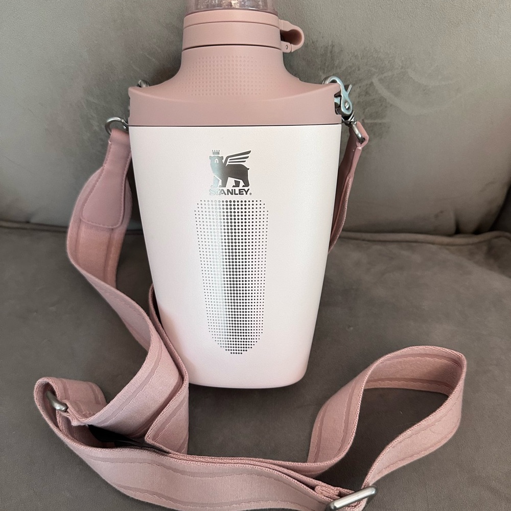 Stanley Pink and White Insulated Bottle with Matching Strap
